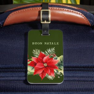 Custom Buon Natale Floral Kitchen Accessories Luggage Tag