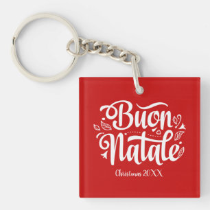 Custom Buon Natale Italian Merry Christmas Key Ring