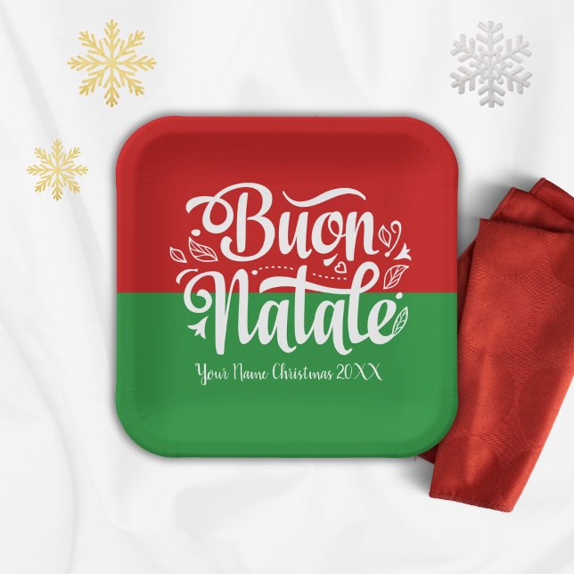 Custom Buon Natale Italian Merry Christmas Paper Plate (Creator Uploaded)