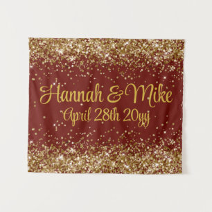 Custom Burgundy and Gold Wedding Photo Booth Prop  Tapestry