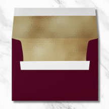 Custom Burgundy Faux Gold Foil Formal 5x7 Envelope