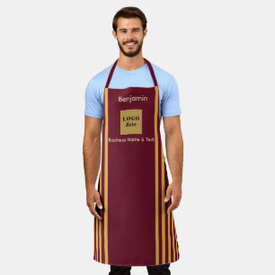 Custom Burgundy & Gold Stripe Apron