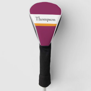 Custom Burgundy Gold Surname Golf Head Cover