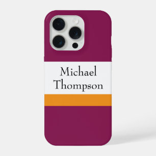 Custom Burgundy Gold Surname iPhone 15 Pro Case