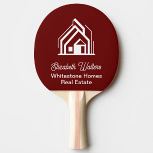 Custom Burgundy Real Estate Company Ping Pong Paddle