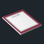 Custom Burgundy Red White Editable Colour Notepad<br><div class="desc">Burgundy / deep red (background colour can be edited) personalised notepad with your name or any text you choose at the top.</div>