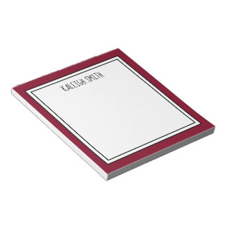 Custom Burgundy Red White Editable Colour Notepad