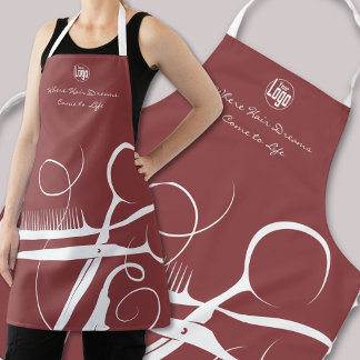 Custom Burgundy White Logo Motto Hair Tools Apron