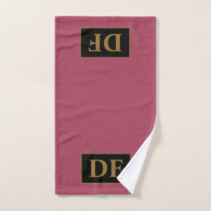 Custom Burgundy With Gold Initials Hand Towel