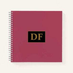 Custom Burgundy With Gold Initials Notebook