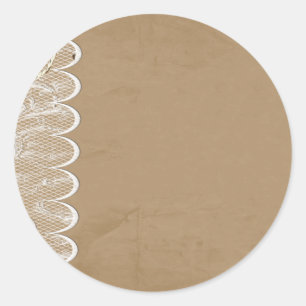 Custom Burlap and Twine Invite Classic Round Sticker
