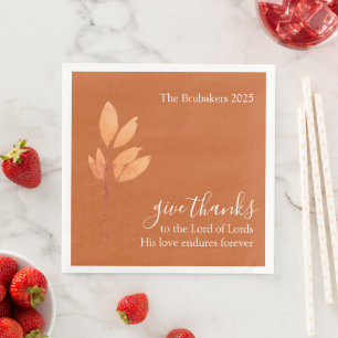 Custom Burnt Orange Boho Give Thanks Thanksgiving Napkin