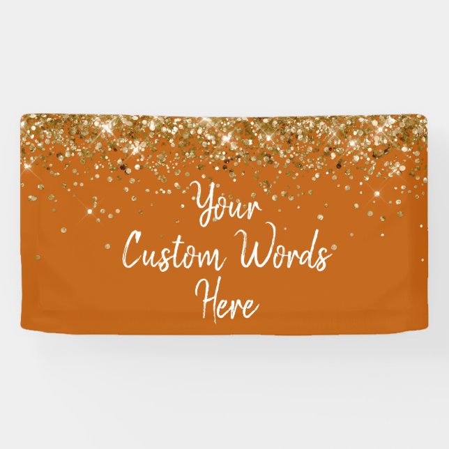 Custom Burnt Orange Gold Birthday Party Photo Prop Banner (Horizontal)