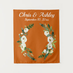 Custom Burnt Orange Greenery Wedding Backdrop Prop Tapestry