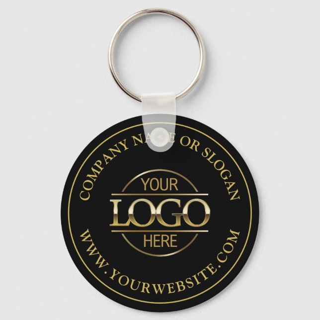 Custom Busines Logo Promotional Black and Gold Key Ring (Front)