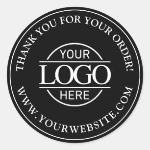 Custom Busines Logo Promotional Black and White Classic Round Sticker