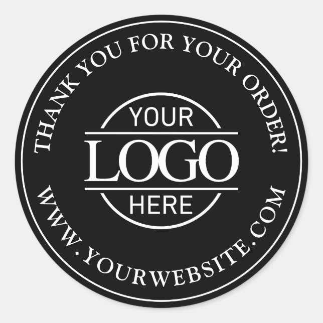Custom Busines Logo Promotional Black and White Classic Round Sticker (Front)