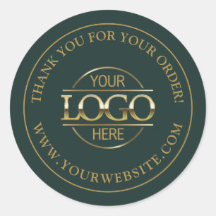 Custom Busines Logo Promotional Dark Green & Gold Classic Round Sticker