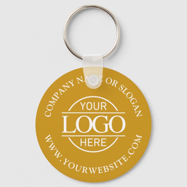 Custom Busines Logo Promotional Mustard Yellow Key Ring (Front)