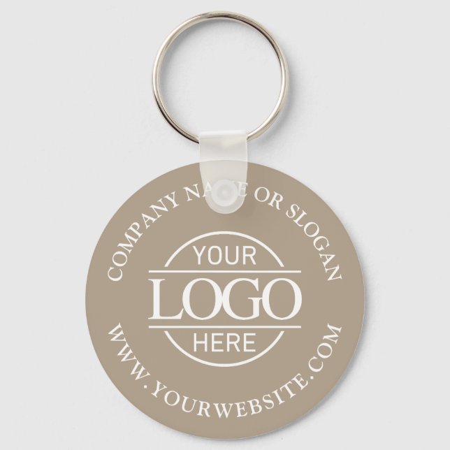 Custom Busines Logo Promotional Taupe Beige  Key Ring (Front)