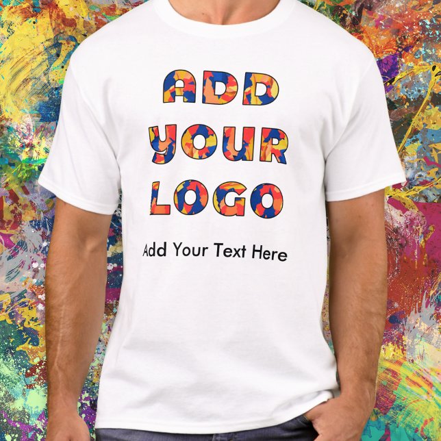 Custom Business Add Logo and Text Personalised T-Shirt (A t-shirt to customize with the logo of your business, organization or club, and your own text)