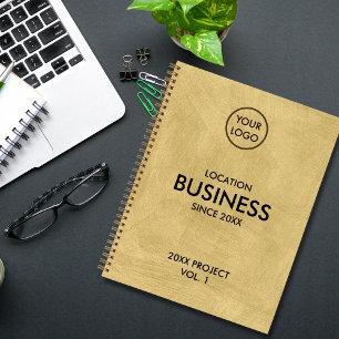 Custom Business Add Logo Gold Textured Notebook