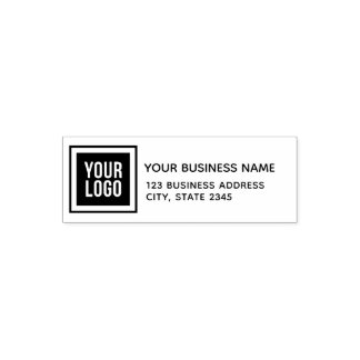 Custom business address label self-inking stamp