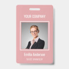 Custom Business Basic Employee Name Photo Pink