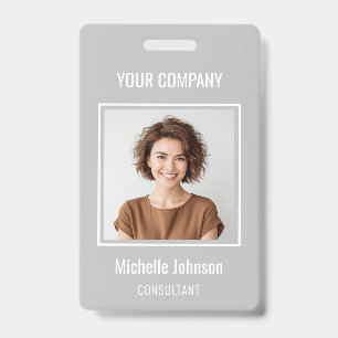 Custom Business Basic Simple Employee Name Photo ID Badge
