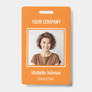 Custom Business Basic Simple Employee Name Photo ID Badge