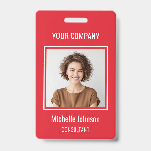 Custom Business Basic Simple Employee Name Photo ID Badge