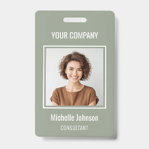 Custom Business Basic Simple Employee Name Photo ID Badge
