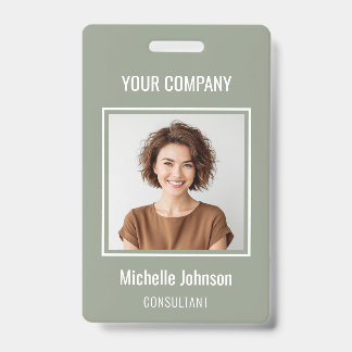 Custom Business Basic Simple Employee Name Photo ID Badge