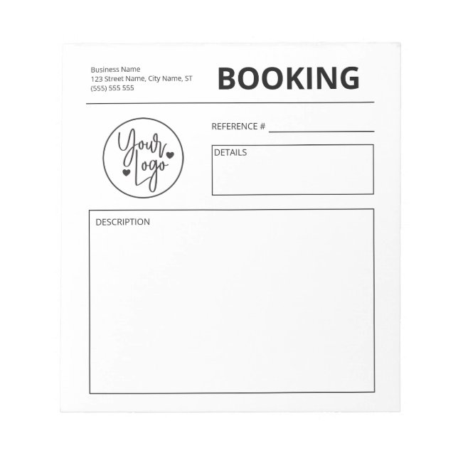 Custom Business Booking Request Book Logo Notepad (Front)