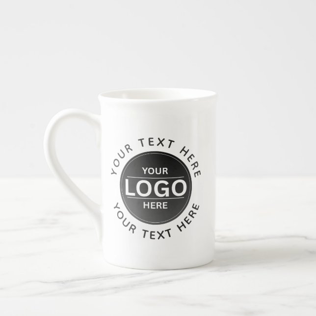 Custom Business Brand Logo Bone China Mug (Left)