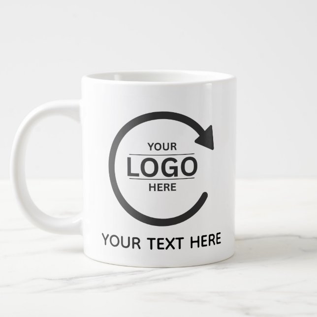 Custom Business Brand Logo Large Coffee Mug (Left)