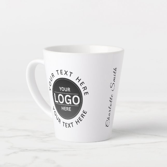 Custom Business Brand Logo Latte Mug (Left Angle)