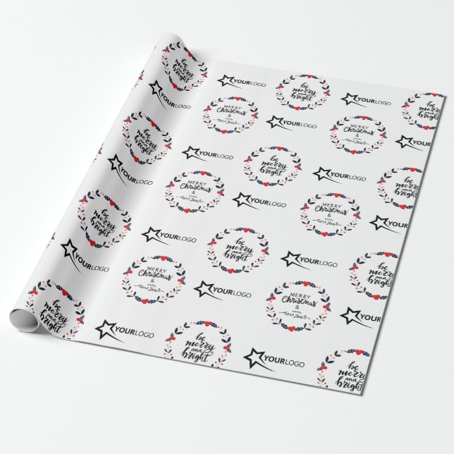 Custom Business Branded Logo Gift Christmas Wrapping Paper (Unrolled)