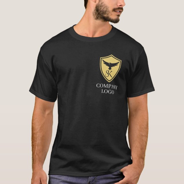 Custom Business Branded Logo QR Scan Code Text T-Shirt (Front)