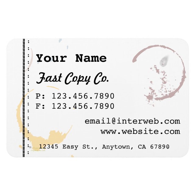 Custom Business Card Style Coffee Stain Magnets (Horizontal)
