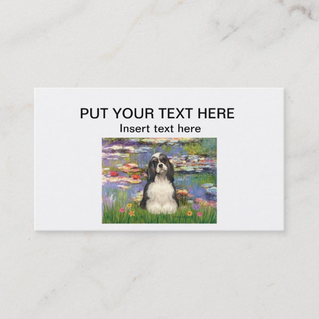 Custom Business Card with Cocker (BW) - Lilies 2 (Front)