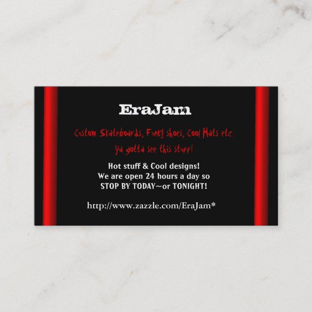 Custom business cards black with red stripes (Front)