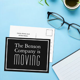 Custom Business Change of Address Modern BW Moving Announcement Postcard