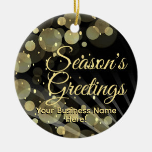 Custom Business Company Corporate Gold Black Ceramic Ornament