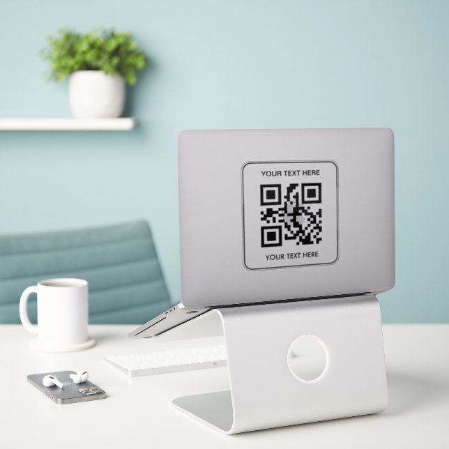 Custom Business Company Logo and QR Code  (Laptop On Desk)