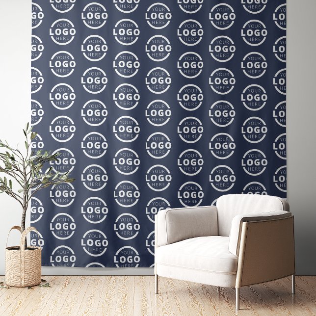 Custom Business Company Logo Backdrop Blue Tapestry (Creator Uploaded)