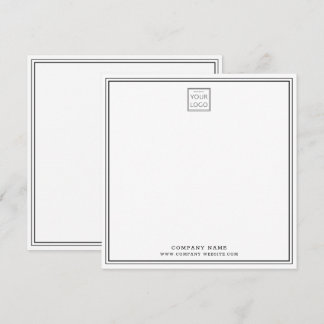 Custom Business Company Logo Black Double Border Card