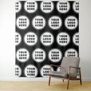 Custom Business Company Logo Black Tapestry