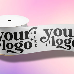 Custom Business Company Logo Branded 3 Inch Large Satin Ribbon