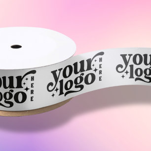 Custom Business Company Logo Branded Gift Wrapping Satin Ribbon